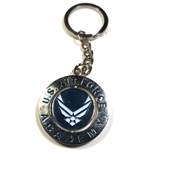 U S Air Force Academy Spinner Keychain Silver Tone Military - Picture 5 of 6
